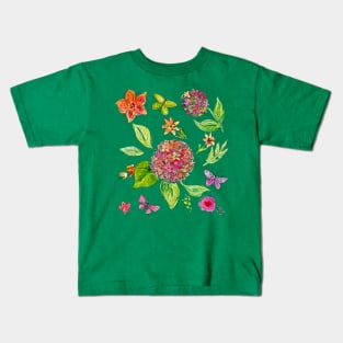 Hydrangea And Wildflowers Kids T-Shirt